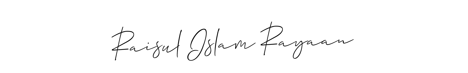 Design your own signature with our free online signature maker. With this signature software, you can create a handwritten (Allison_Script) signature for name Raisul Islam Rayaan. Raisul Islam Rayaan signature style 2 images and pictures png