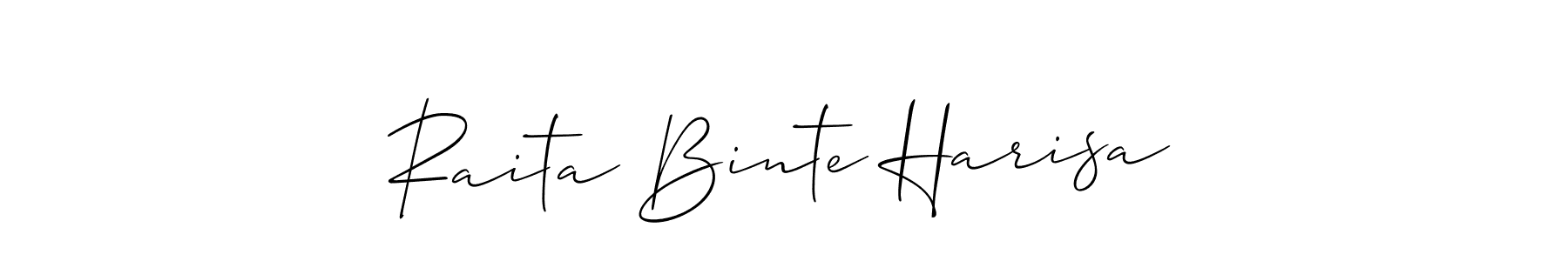 Create a beautiful signature design for name Raita Binte Harisa. With this signature (Allison_Script) fonts, you can make a handwritten signature for free. Raita Binte Harisa signature style 2 images and pictures png