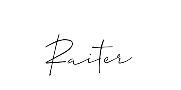 Allison_Script is a professional signature style that is perfect for those who want to add a touch of class to their signature. It is also a great choice for those who want to make their signature more unique. Get Raiter name to fancy signature for free. Raiter signature style 2 images and pictures png