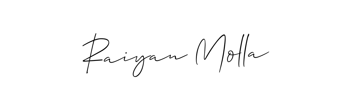 Allison_Script is a professional signature style that is perfect for those who want to add a touch of class to their signature. It is also a great choice for those who want to make their signature more unique. Get Raiyan Molla name to fancy signature for free. Raiyan Molla signature style 2 images and pictures png
