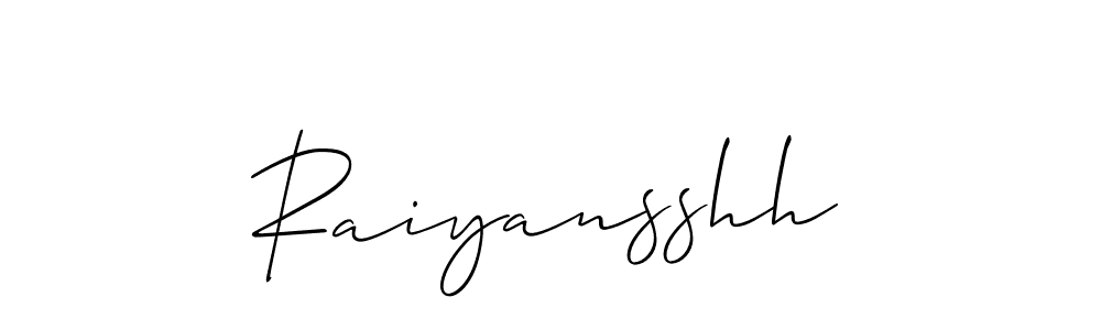 Use a signature maker to create a handwritten signature online. With this signature software, you can design (Allison_Script) your own signature for name Raiyansshh. Raiyansshh signature style 2 images and pictures png