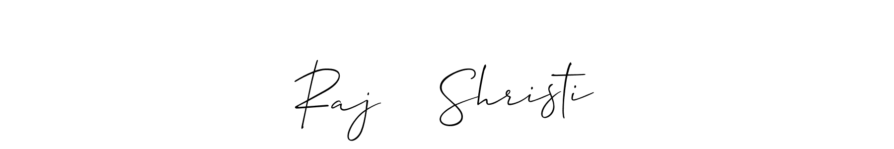 How to make Raj ❤️ Shristi name signature. Use Allison_Script style for creating short signs online. This is the latest handwritten sign. Raj ❤️ Shristi signature style 2 images and pictures png