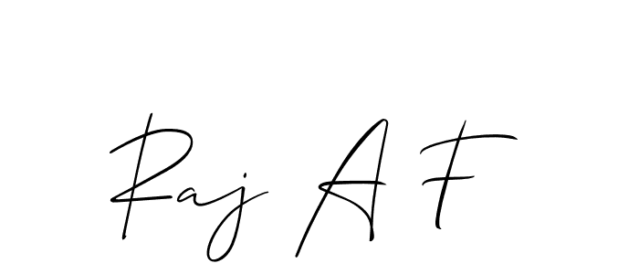 Use a signature maker to create a handwritten signature online. With this signature software, you can design (Allison_Script) your own signature for name Raj A F. Raj A F signature style 2 images and pictures png