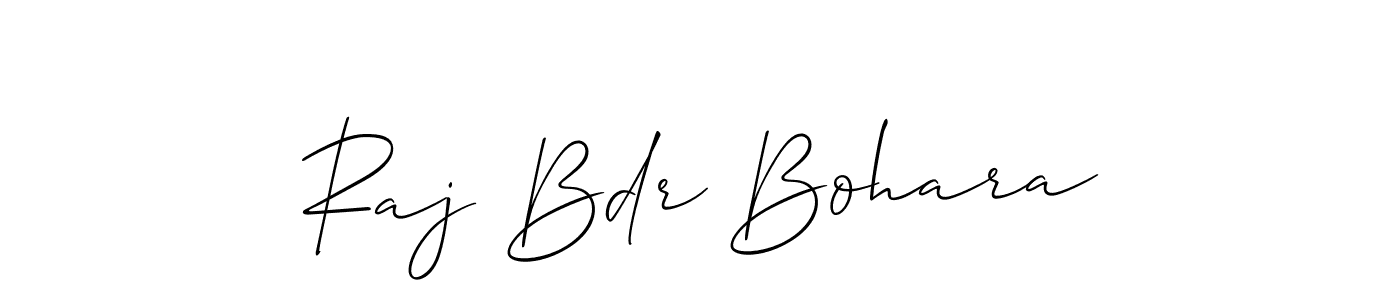 How to make Raj Bdr Bohara name signature. Use Allison_Script style for creating short signs online. This is the latest handwritten sign. Raj Bdr Bohara signature style 2 images and pictures png