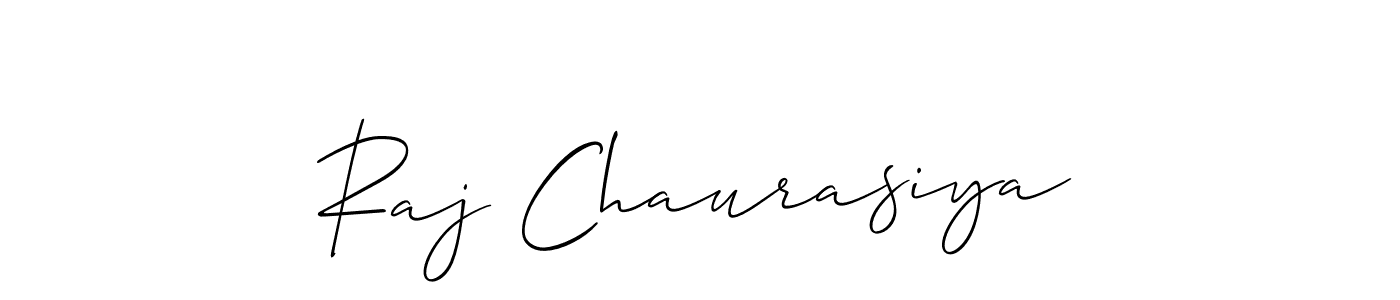 if you are searching for the best signature style for your name Raj Chaurasiya. so please give up your signature search. here we have designed multiple signature styles  using Allison_Script. Raj Chaurasiya signature style 2 images and pictures png