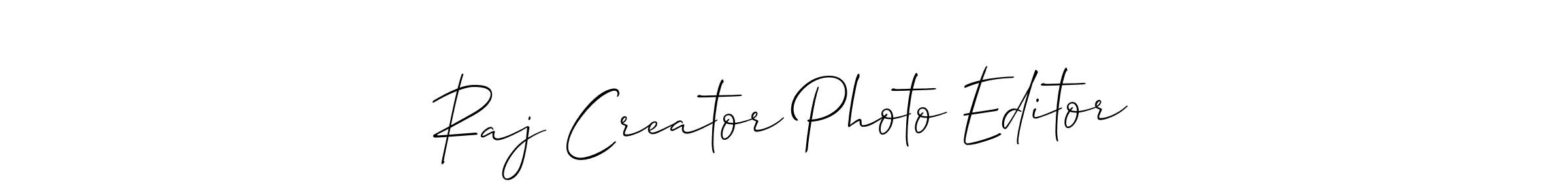 Also You can easily find your signature by using the search form. We will create Raj Creator Photo Editor name handwritten signature images for you free of cost using Allison_Script sign style. Raj Creator Photo Editor signature style 2 images and pictures png