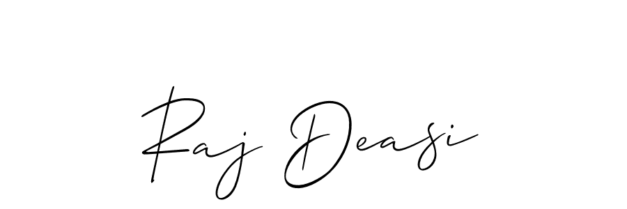 The best way (Allison_Script) to make a short signature is to pick only two or three words in your name. The name Raj Deasi include a total of six letters. For converting this name. Raj Deasi signature style 2 images and pictures png