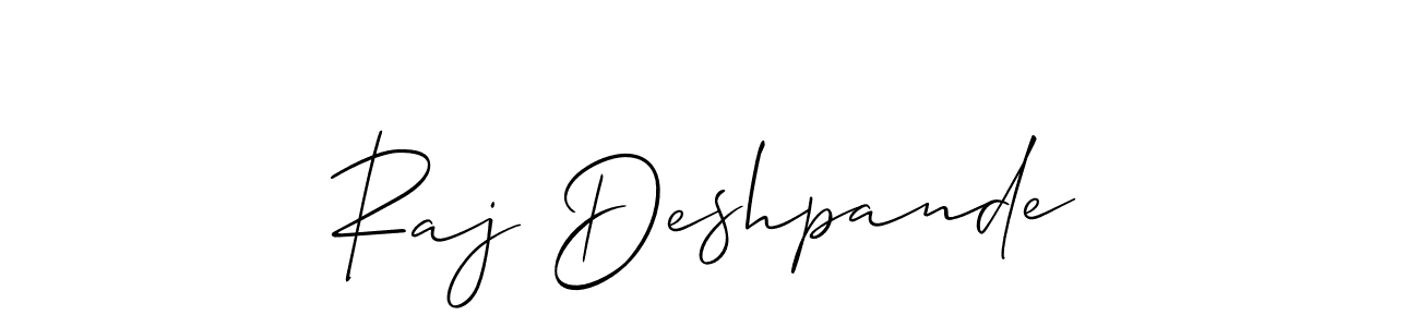 Also we have Raj Deshpande name is the best signature style. Create professional handwritten signature collection using Allison_Script autograph style. Raj Deshpande signature style 2 images and pictures png