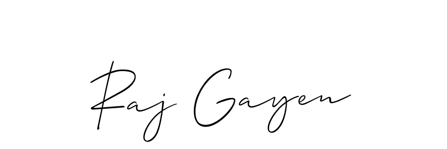 Use a signature maker to create a handwritten signature online. With this signature software, you can design (Allison_Script) your own signature for name Raj Gayen. Raj Gayen signature style 2 images and pictures png