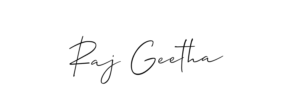 Once you've used our free online signature maker to create your best signature Allison_Script style, it's time to enjoy all of the benefits that Raj Geetha name signing documents. Raj Geetha signature style 2 images and pictures png