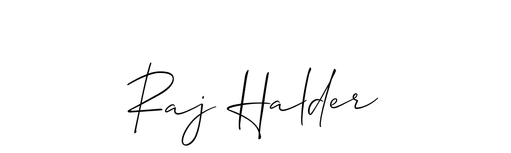 You should practise on your own different ways (Allison_Script) to write your name (Raj Halder) in signature. don't let someone else do it for you. Raj Halder signature style 2 images and pictures png