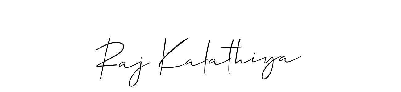 Also we have Raj Kalathiya name is the best signature style. Create professional handwritten signature collection using Allison_Script autograph style. Raj Kalathiya signature style 2 images and pictures png