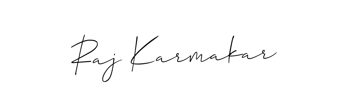 How to make Raj Karmakar name signature. Use Allison_Script style for creating short signs online. This is the latest handwritten sign. Raj Karmakar signature style 2 images and pictures png