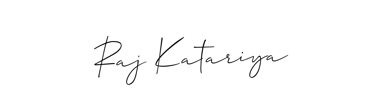 The best way (Allison_Script) to make a short signature is to pick only two or three words in your name. The name Raj Katariya  include a total of six letters. For converting this name. Raj Katariya  signature style 2 images and pictures png