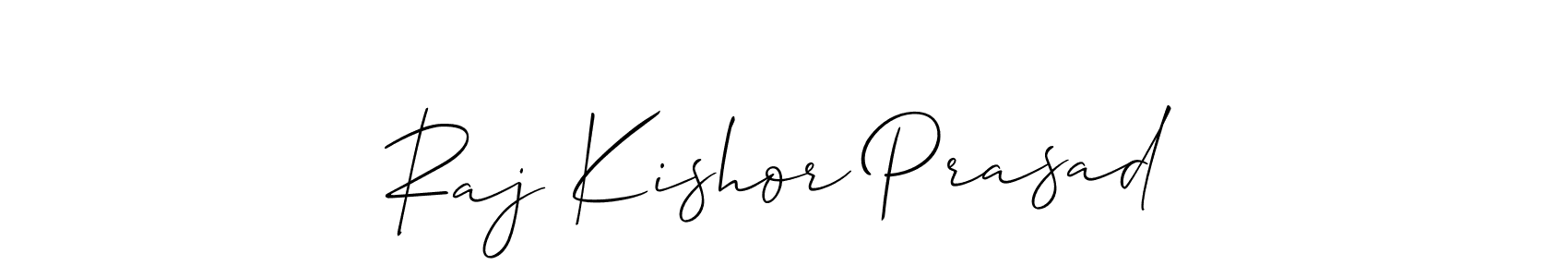 You should practise on your own different ways (Allison_Script) to write your name (Raj Kishor Prasad) in signature. don't let someone else do it for you. Raj Kishor Prasad signature style 2 images and pictures png