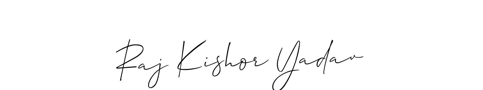 Use a signature maker to create a handwritten signature online. With this signature software, you can design (Allison_Script) your own signature for name Raj Kishor Yadav. Raj Kishor Yadav signature style 2 images and pictures png