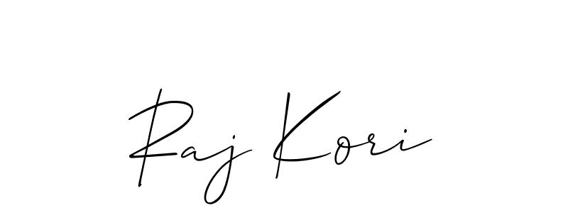 if you are searching for the best signature style for your name Raj Kori. so please give up your signature search. here we have designed multiple signature styles  using Allison_Script. Raj Kori signature style 2 images and pictures png