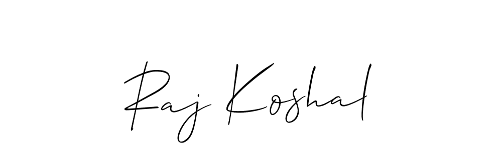 How to make Raj Koshal signature? Allison_Script is a professional autograph style. Create handwritten signature for Raj Koshal name. Raj Koshal signature style 2 images and pictures png