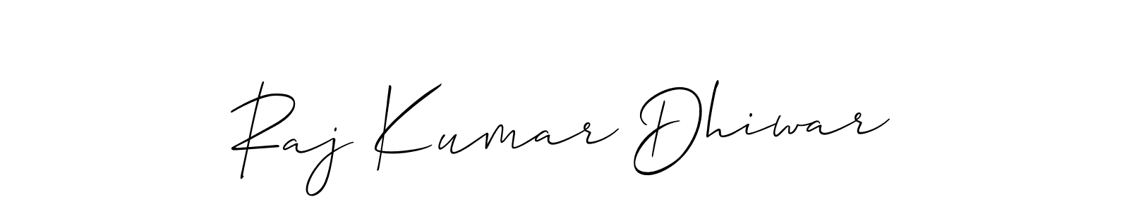 It looks lik you need a new signature style for name Raj Kumar Dhiwar. Design unique handwritten (Allison_Script) signature with our free signature maker in just a few clicks. Raj Kumar Dhiwar signature style 2 images and pictures png