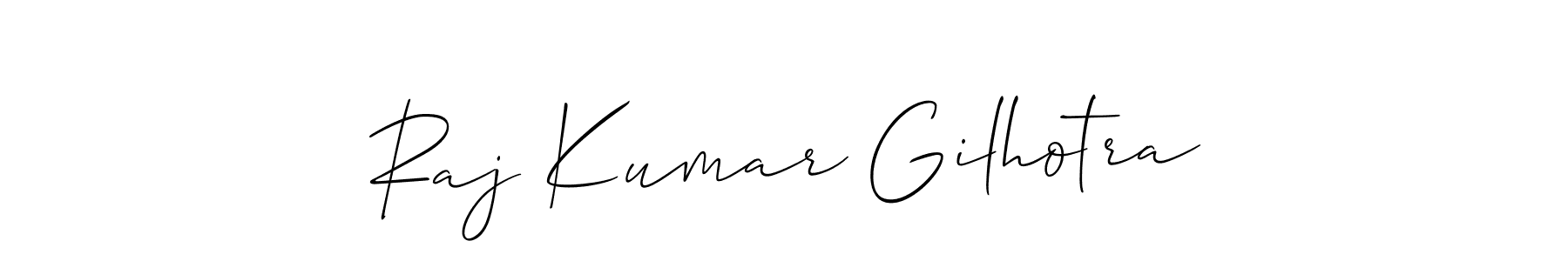 Use a signature maker to create a handwritten signature online. With this signature software, you can design (Allison_Script) your own signature for name Raj Kumar Gilhotra. Raj Kumar Gilhotra signature style 2 images and pictures png