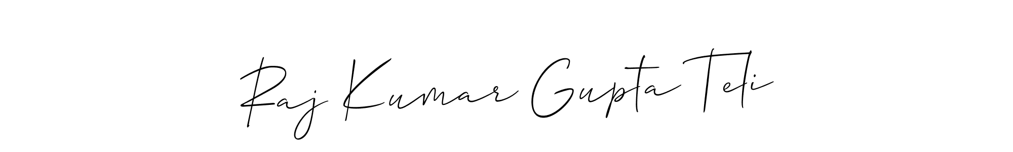 It looks lik you need a new signature style for name Raj Kumar Gupta Teli. Design unique handwritten (Allison_Script) signature with our free signature maker in just a few clicks. Raj Kumar Gupta Teli signature style 2 images and pictures png