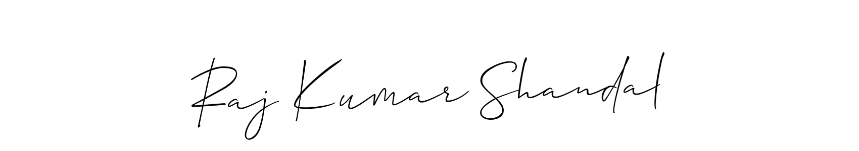 if you are searching for the best signature style for your name Raj Kumar Shandal. so please give up your signature search. here we have designed multiple signature styles  using Allison_Script. Raj Kumar Shandal signature style 2 images and pictures png