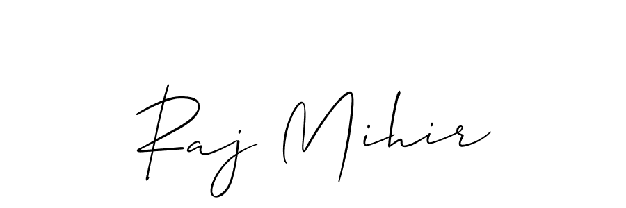 Also we have Raj Mihir name is the best signature style. Create professional handwritten signature collection using Allison_Script autograph style. Raj Mihir signature style 2 images and pictures png