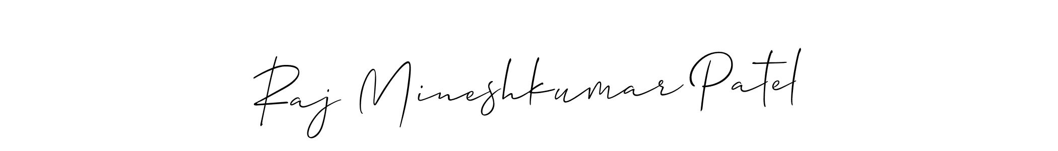 The best way (Allison_Script) to make a short signature is to pick only two or three words in your name. The name Raj Mineshkumar Patel include a total of six letters. For converting this name. Raj Mineshkumar Patel signature style 2 images and pictures png