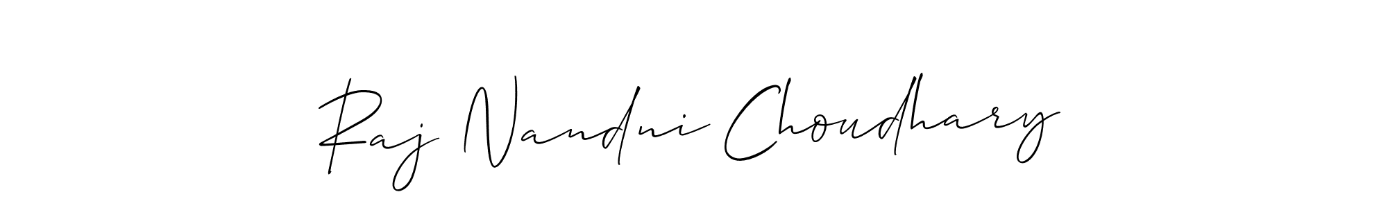 if you are searching for the best signature style for your name Raj Nandni Choudhary. so please give up your signature search. here we have designed multiple signature styles  using Allison_Script. Raj Nandni Choudhary signature style 2 images and pictures png