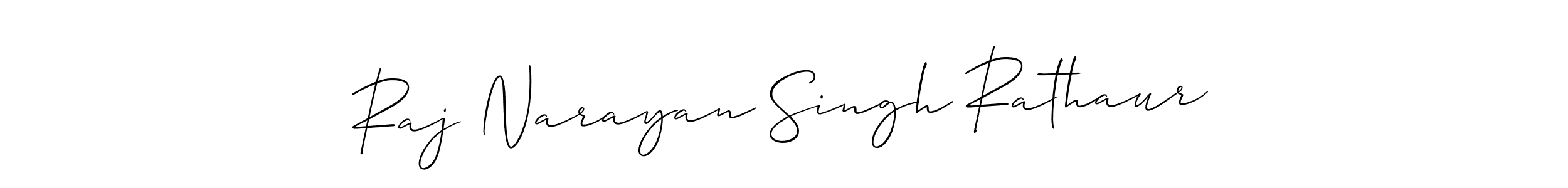 The best way (Allison_Script) to make a short signature is to pick only two or three words in your name. The name Raj Narayan Singh Rathaur include a total of six letters. For converting this name. Raj Narayan Singh Rathaur signature style 2 images and pictures png