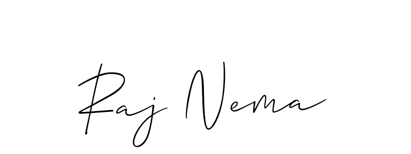 Make a beautiful signature design for name Raj Nema. With this signature (Allison_Script) style, you can create a handwritten signature for free. Raj Nema signature style 2 images and pictures png