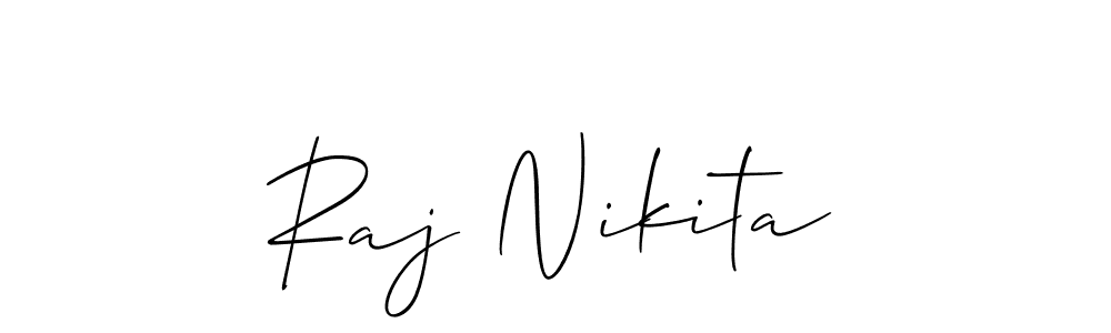 How to make Raj Nikita name signature. Use Allison_Script style for creating short signs online. This is the latest handwritten sign. Raj Nikita signature style 2 images and pictures png