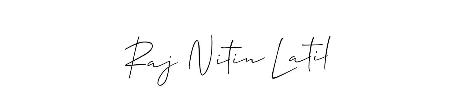 Design your own signature with our free online signature maker. With this signature software, you can create a handwritten (Allison_Script) signature for name Raj Nitin Latil. Raj Nitin Latil signature style 2 images and pictures png