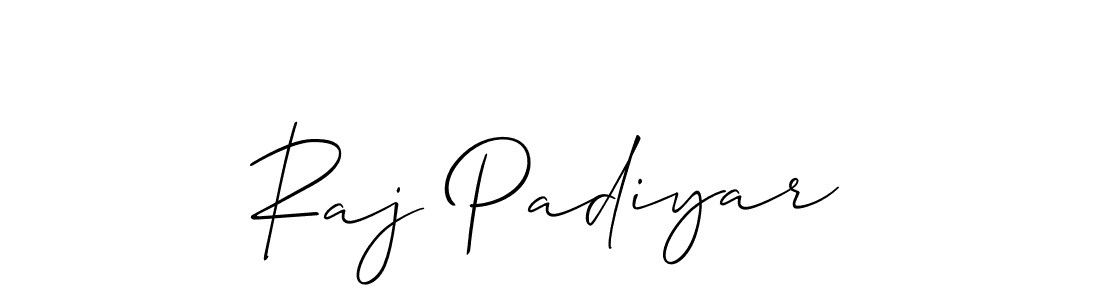 Create a beautiful signature design for name Raj Padiyar. With this signature (Allison_Script) fonts, you can make a handwritten signature for free. Raj Padiyar signature style 2 images and pictures png