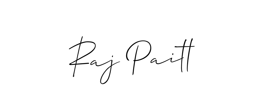 Make a beautiful signature design for name Raj Paitl. With this signature (Allison_Script) style, you can create a handwritten signature for free. Raj Paitl signature style 2 images and pictures png