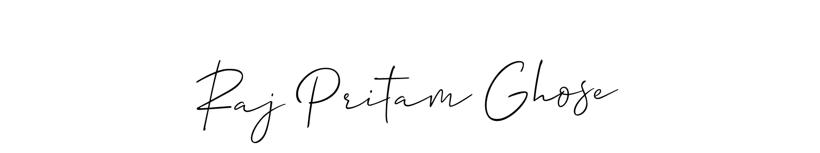 It looks lik you need a new signature style for name Raj Pritam Ghose. Design unique handwritten (Allison_Script) signature with our free signature maker in just a few clicks. Raj Pritam Ghose signature style 2 images and pictures png