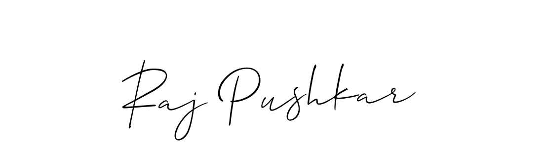 This is the best signature style for the Raj Pushkar name. Also you like these signature font (Allison_Script). Mix name signature. Raj Pushkar signature style 2 images and pictures png