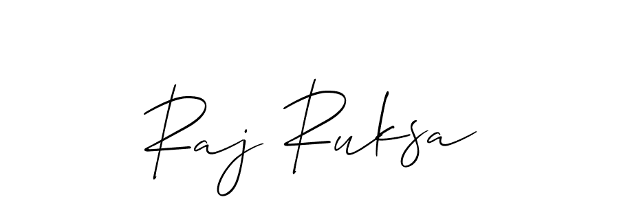 How to make Raj Ruksa signature? Allison_Script is a professional autograph style. Create handwritten signature for Raj Ruksa name. Raj Ruksa signature style 2 images and pictures png