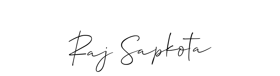 How to make Raj Sapkota name signature. Use Allison_Script style for creating short signs online. This is the latest handwritten sign. Raj Sapkota signature style 2 images and pictures png