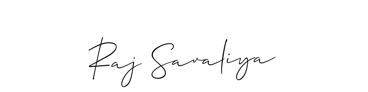 Also we have Raj Savaliya name is the best signature style. Create professional handwritten signature collection using Allison_Script autograph style. Raj Savaliya signature style 2 images and pictures png