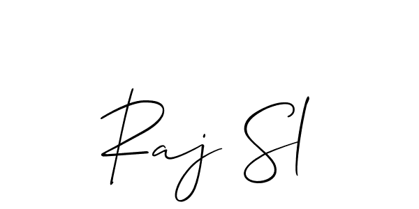 How to make Raj Sl name signature. Use Allison_Script style for creating short signs online. This is the latest handwritten sign. Raj Sl signature style 2 images and pictures png