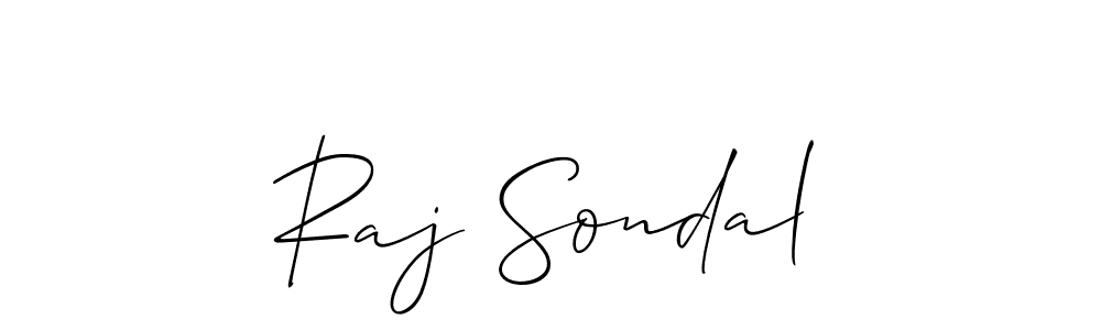 Make a beautiful signature design for name Raj Sondal. With this signature (Allison_Script) style, you can create a handwritten signature for free. Raj Sondal signature style 2 images and pictures png