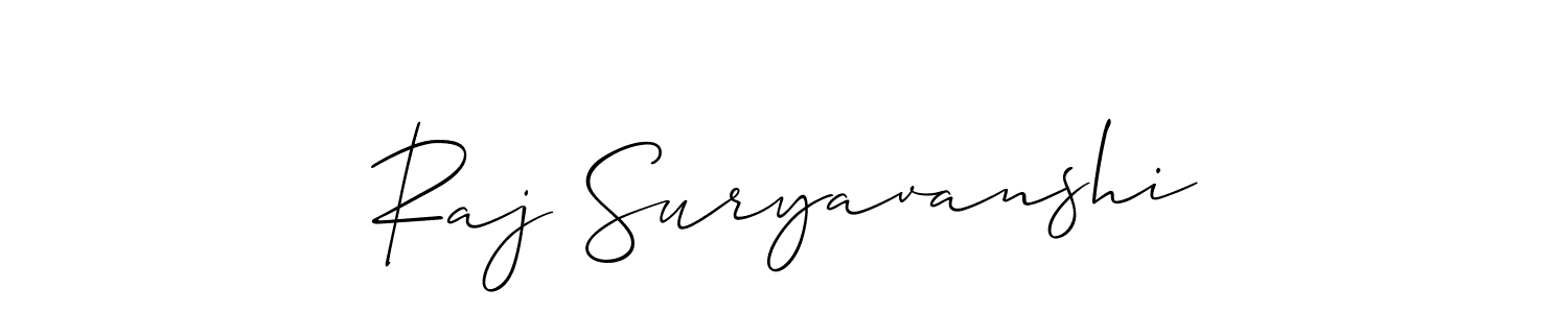 How to make Raj Suryavanshi name signature. Use Allison_Script style for creating short signs online. This is the latest handwritten sign. Raj Suryavanshi signature style 2 images and pictures png