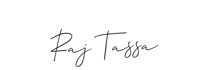 if you are searching for the best signature style for your name Raj Tassa. so please give up your signature search. here we have designed multiple signature styles  using Allison_Script. Raj Tassa signature style 2 images and pictures png