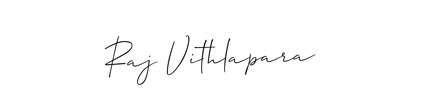 Make a short Raj Vithlapara signature style. Manage your documents anywhere anytime using Allison_Script. Create and add eSignatures, submit forms, share and send files easily. Raj Vithlapara signature style 2 images and pictures png