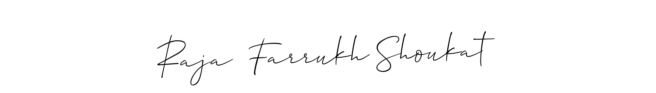 How to make Raja  Farrukh Shoukat name signature. Use Allison_Script style for creating short signs online. This is the latest handwritten sign. Raja  Farrukh Shoukat signature style 2 images and pictures png