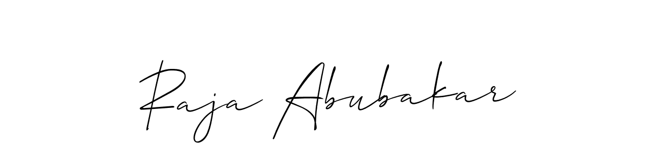 Raja Abubakar stylish signature style. Best Handwritten Sign (Allison_Script) for my name. Handwritten Signature Collection Ideas for my name Raja Abubakar. Raja Abubakar signature style 2 images and pictures png