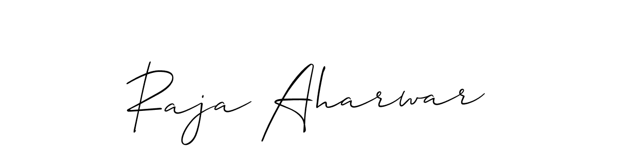 Allison_Script is a professional signature style that is perfect for those who want to add a touch of class to their signature. It is also a great choice for those who want to make their signature more unique. Get Raja Aharwar name to fancy signature for free. Raja Aharwar signature style 2 images and pictures png