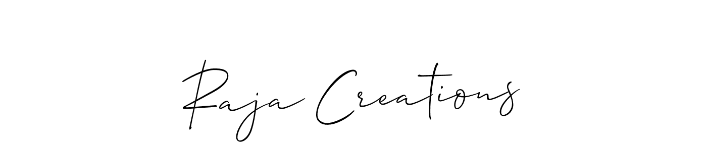 Also we have Raja Creations name is the best signature style. Create professional handwritten signature collection using Allison_Script autograph style. Raja Creations signature style 2 images and pictures png