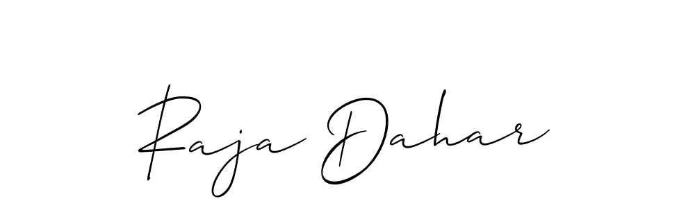 Also You can easily find your signature by using the search form. We will create Raja Dahar name handwritten signature images for you free of cost using Allison_Script sign style. Raja Dahar signature style 2 images and pictures png